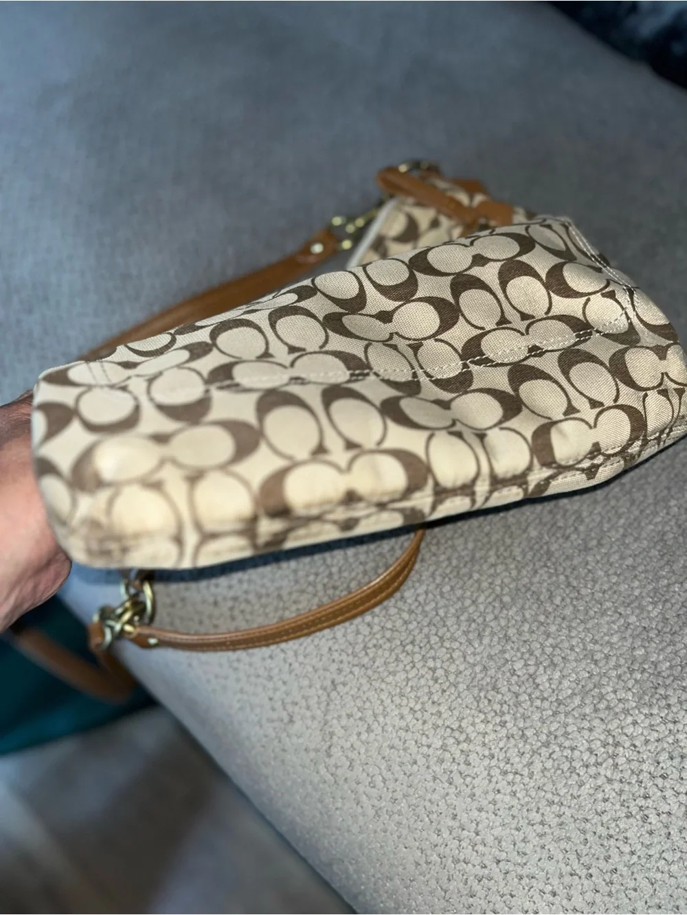 Coach Signature Canvas Crossbody in Brown and Cream